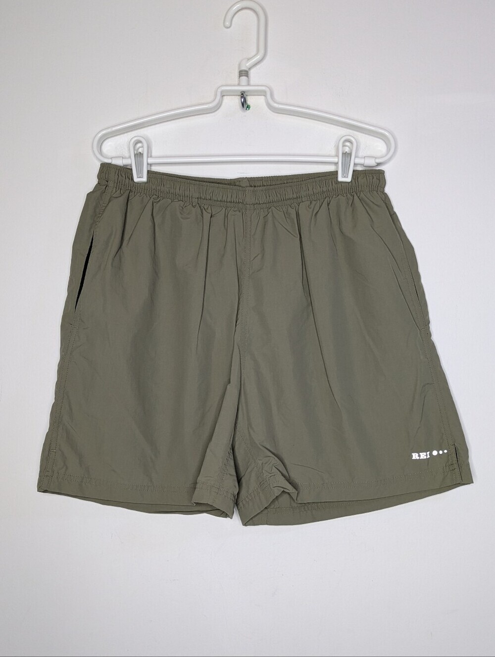 REI Green Nylon Elastic Waist Outdoors Lined Swim Trunk Shorts L